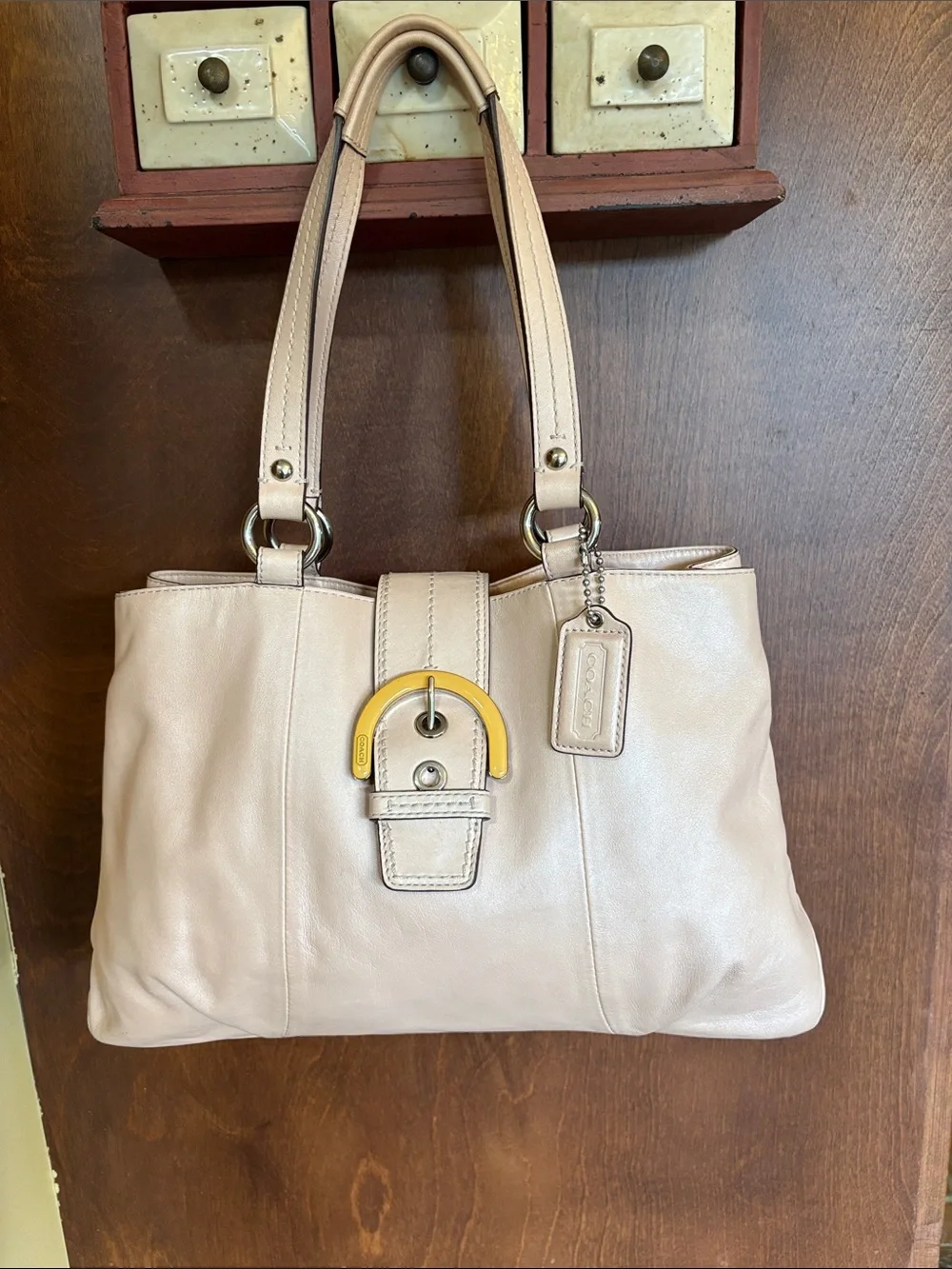COACH Soho Leather Tote SHELL PINK/PEACH Bag Purse